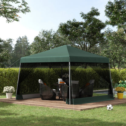 3 x3 x2.6m Folding Pop-up Garden Gazebo W/Mosquito Netting Green