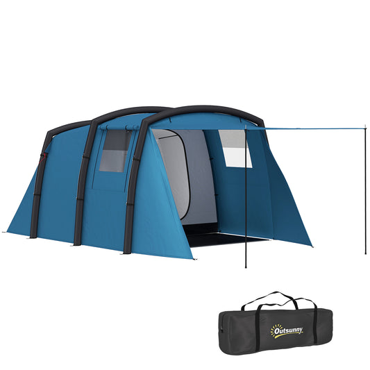 Inflatable 3-4 Man Tunnel Tent w/ Air Pump, Living Area, Blue