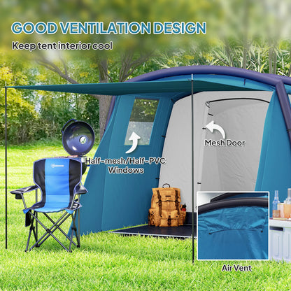 Inflatable 3-4 Man Tunnel Tent w/ Air Pump, Living Area, Blue