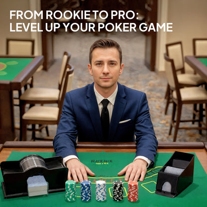 300-Piece Texas Holdem Poker Chips Set with Card Shuffler and Shoe