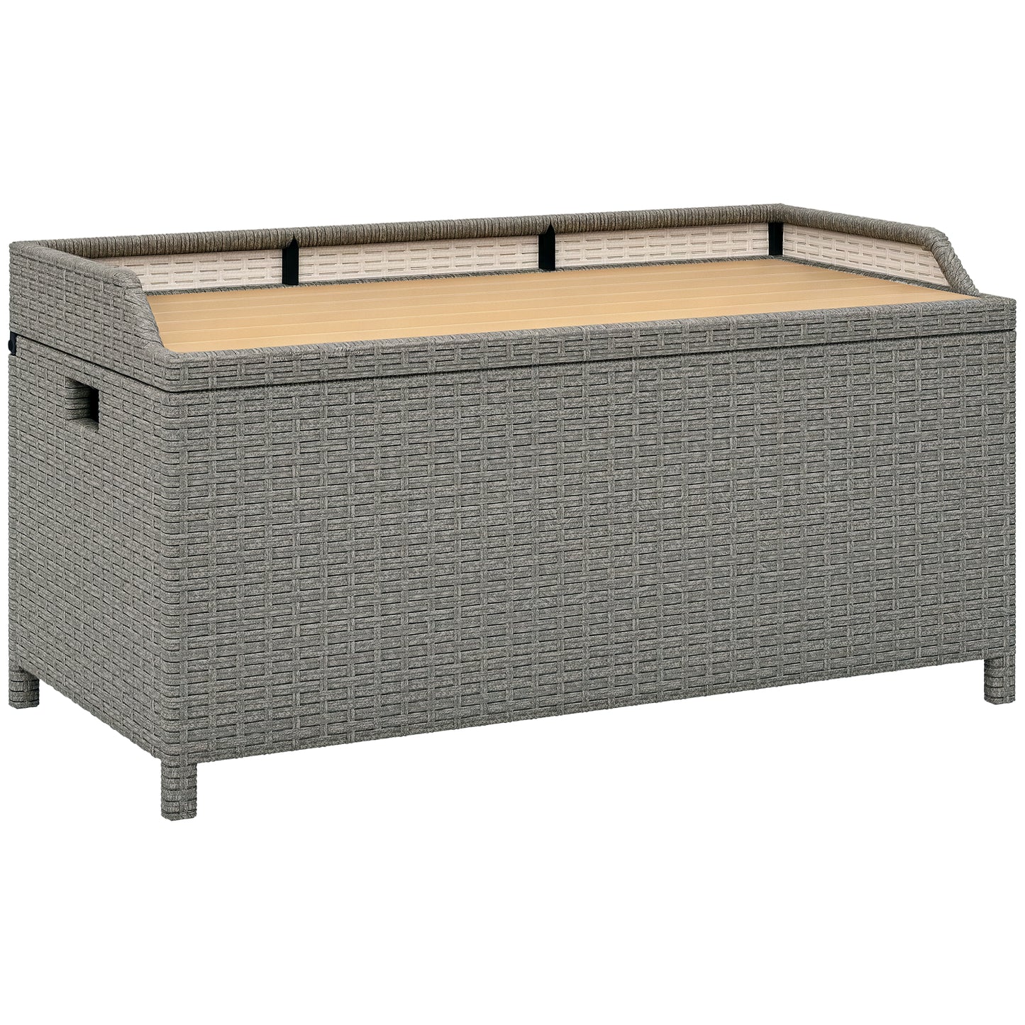 Rattan Outdoor Storage Bench with Aluminium Frame, Grey