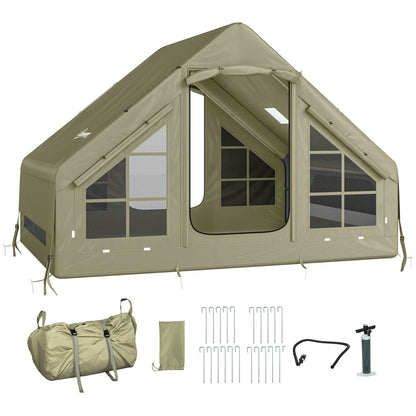 Inflatable Camping Tent with Pump, 2-4 Person Glamping Tent
