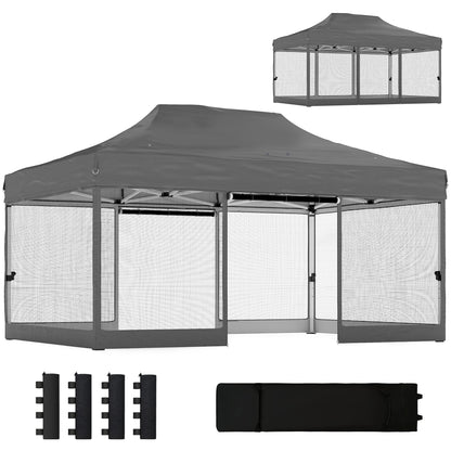 3 x 4.5 m Pop Up Gazebo with Mesh, Heavy Duty Party Tent Marquee