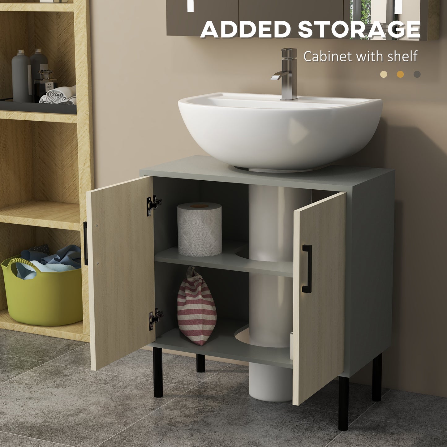 Bathroom Sink Cabinet, Under Sink Basin Storage Cupboard with Shelf