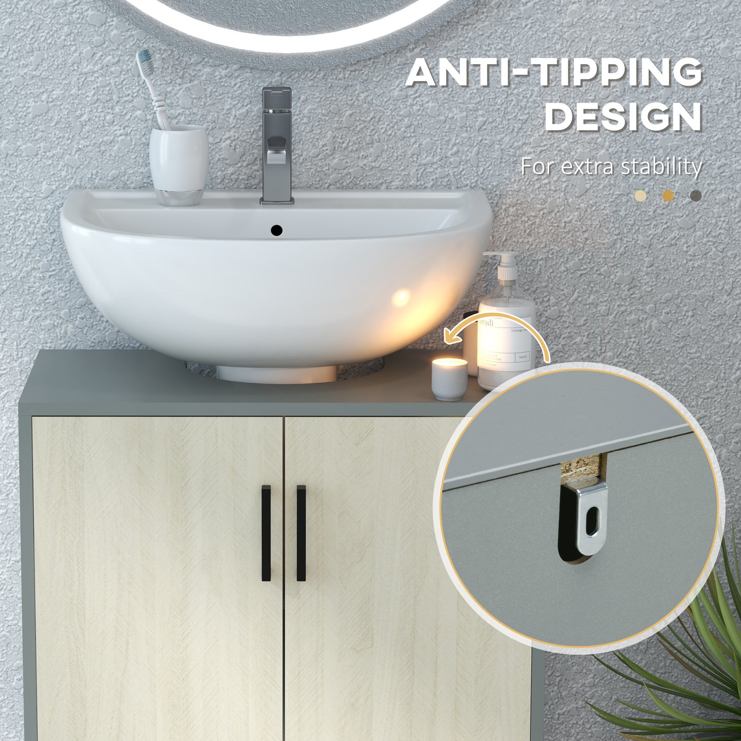 Bathroom Sink Cabinet, Under Sink Basin Storage Cupboard with Shelf