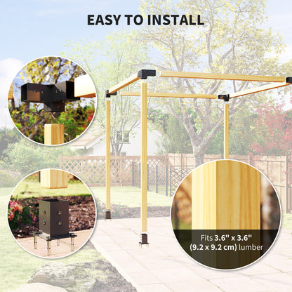 Pergola Kit with 3-Way Corner Brackets & Post Base for 92mm Lumber