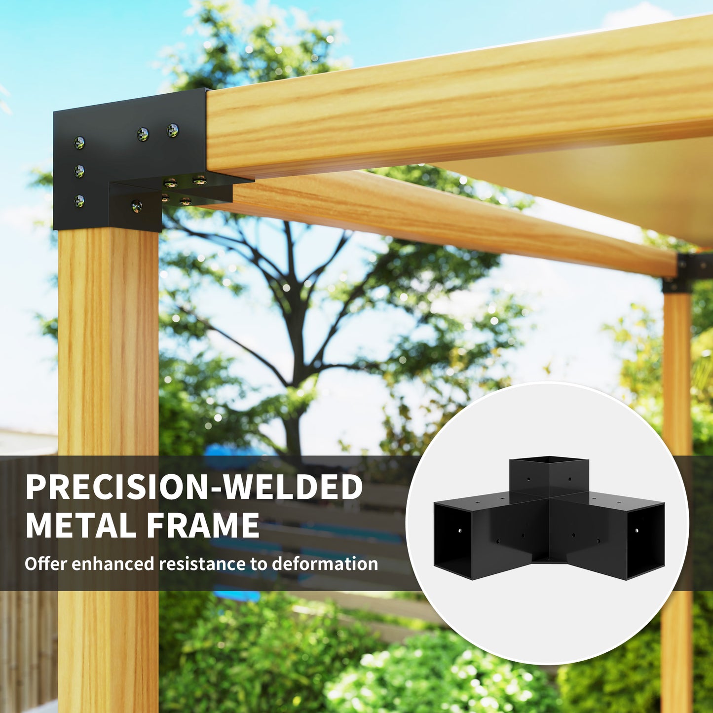 Pergola Kit with 3-Way Corner Brackets & Post Base for 92mm Lumber