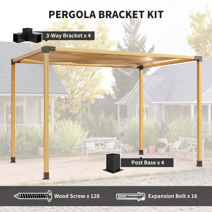 Pergola Kit with 3-Way Corner Brackets & Post Base for 92mm Lumber