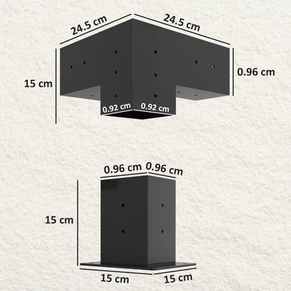 Pergola Kit with 3-Way Corner Brackets & Post Base for 92mm Lumber
