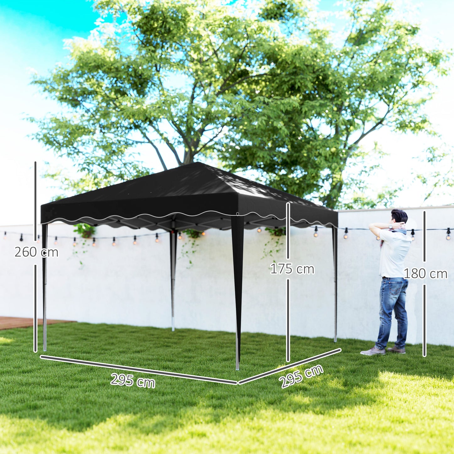 3x3(m) Pop Up Gazebo Marquee Tent for Garden w/ Carry Bag Black