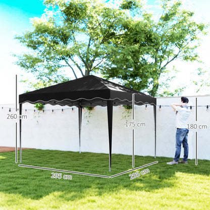 3x3(m) Pop Up Gazebo Marquee Tent for Garden w/ Carry Bag Black