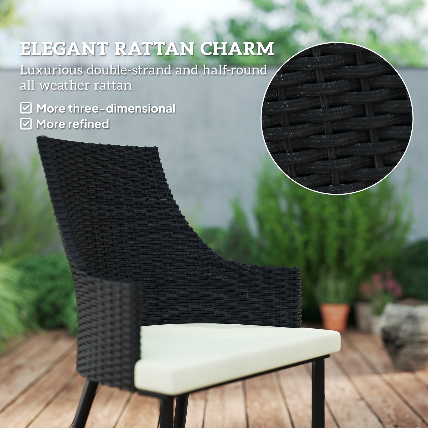 6 Seater Garden Furniture with Cushions, Parasol Hole, Cream White