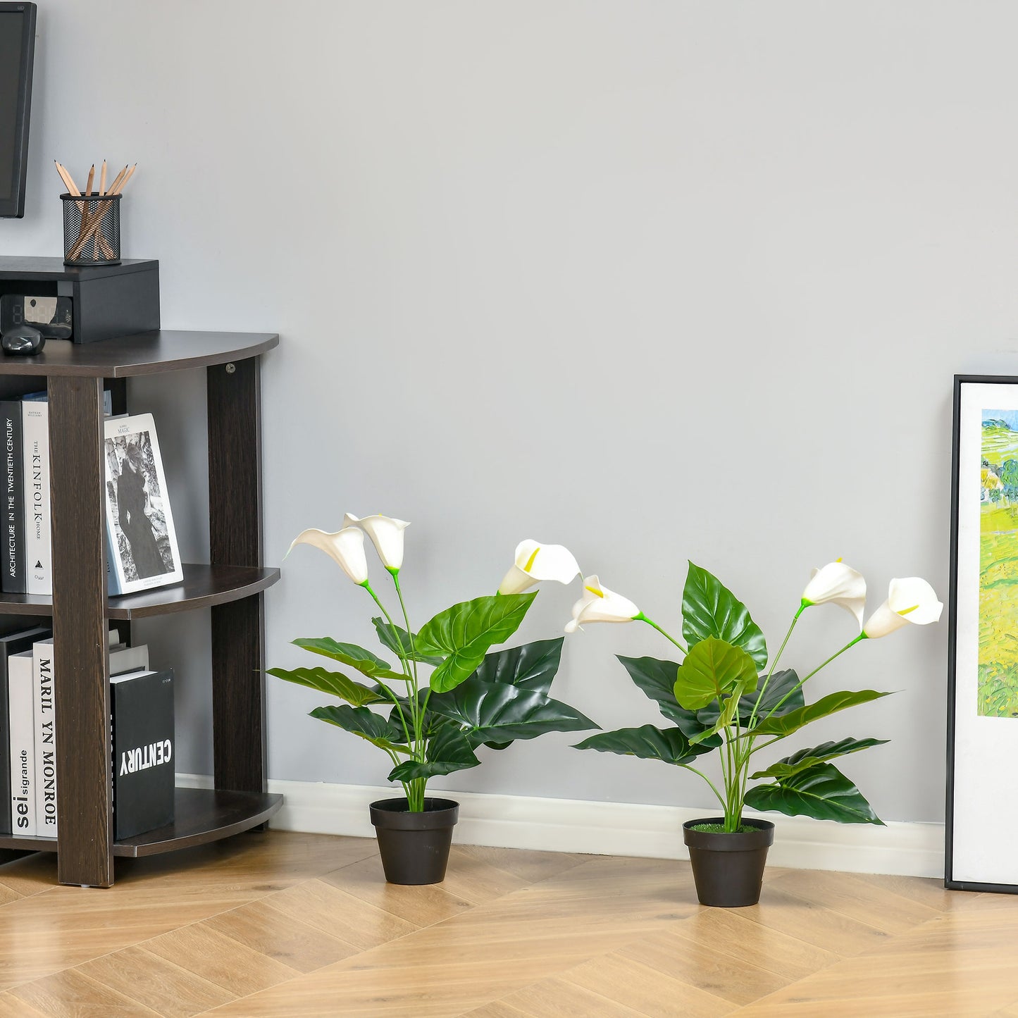 Artificial Set of 2 Calla Lily Flower Faux Plant for Indoor Décor