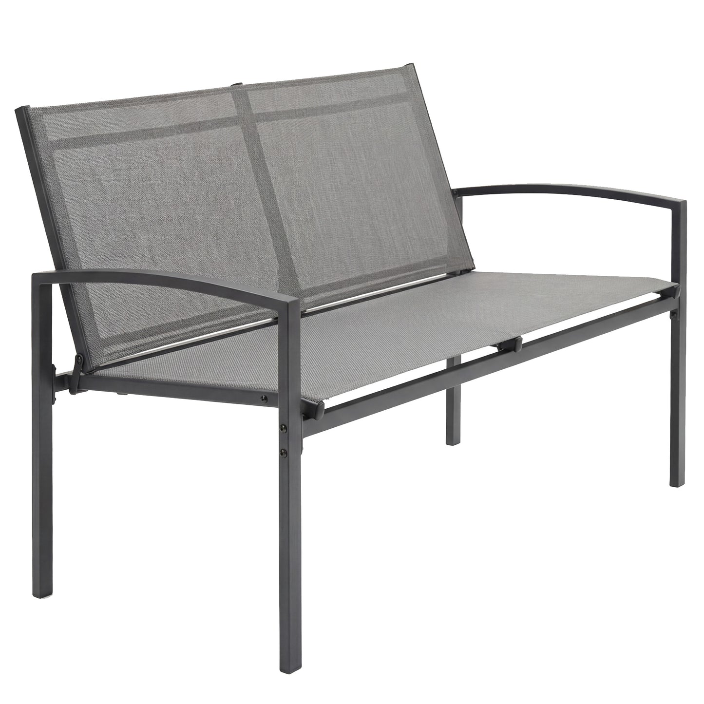 2 Seater Metal Garden Bench, Park Patio Seat, Grey