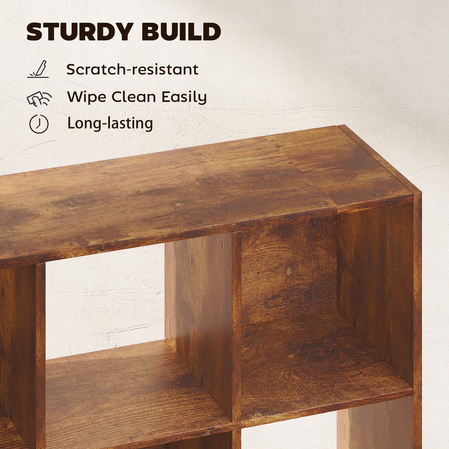 9 Cube Storage Cupboard Bookcase Bookshelf Home Office, Rustic Brown
