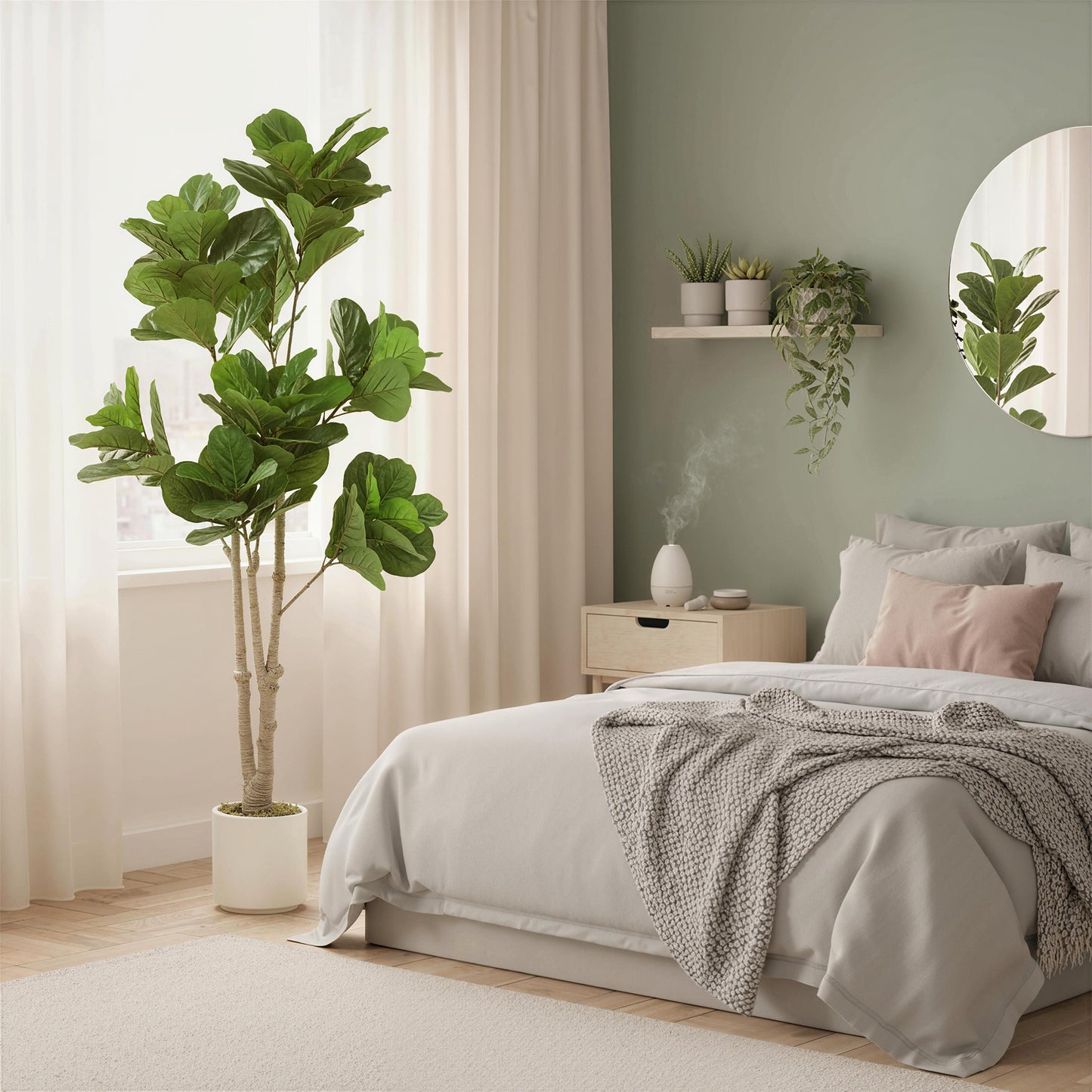 180cm Artificial Fiddle Leaf Fig Tree, Realistic Fake Plant, Green