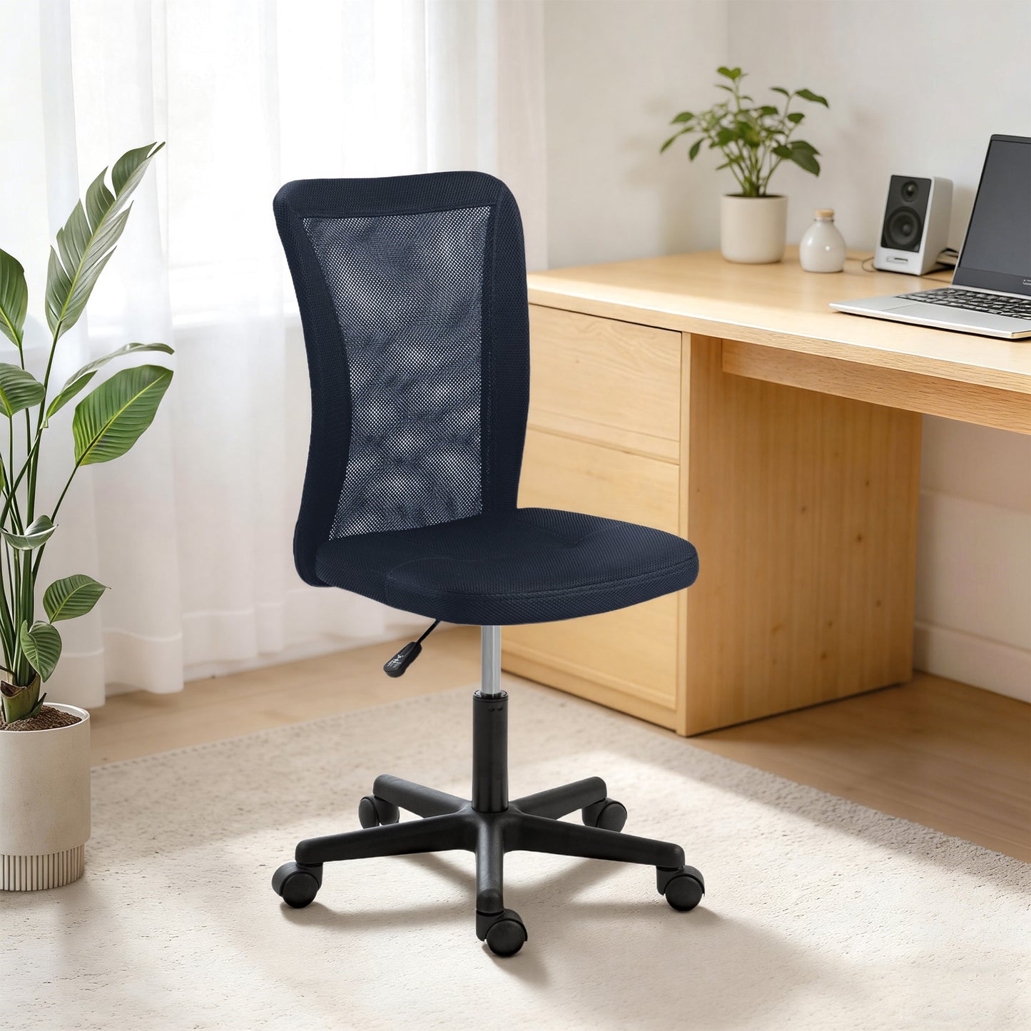 Vinsetto Armless Office Chair, Swivel Desk Chair w/ Adjustable Height