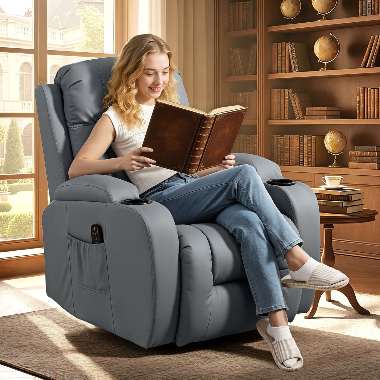 Massage Recliner Chair, Recliner Armchair with 8 Vibration & Heat