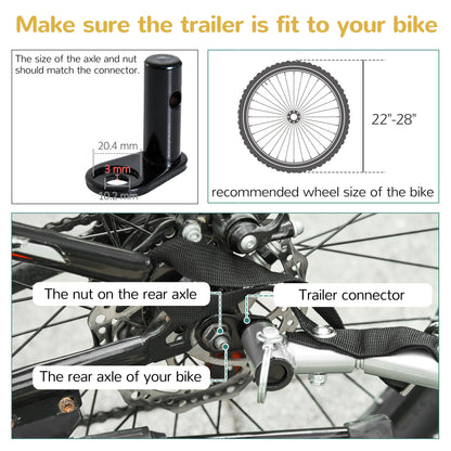 Collapsible Bike Trailer 2-Seater for Baby Bicycle with Pivot Wheel Suitable For 18 Month + Child(Black and White)