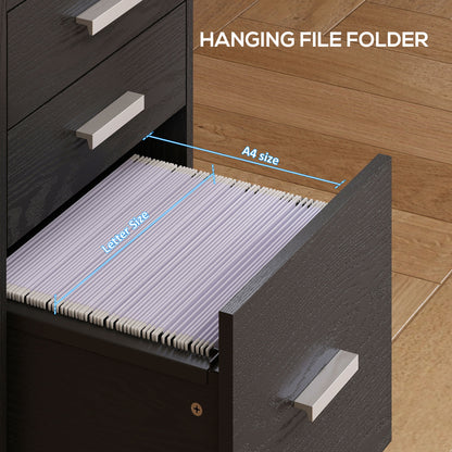 Mobile Filing Cabinet, File Cabinet with 3 Drawers, Black