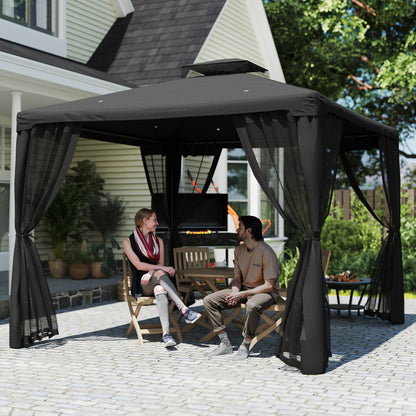 3 x 3 m Metal Gazebo Garden Outdoor 2-Tier Roof Marquee Party Black