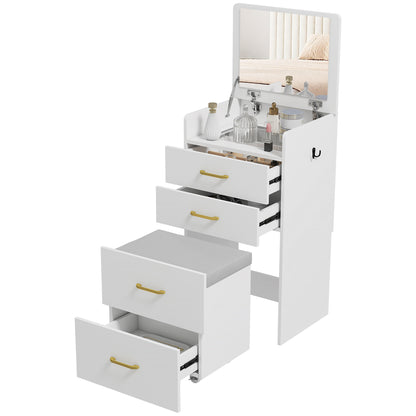 3 in 1 Dressing Table Vanity Desk with Mirror and Cushioned Stool