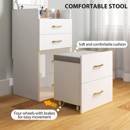 3 in 1 Dressing Table Vanity Desk with Mirror and Cushioned Stool