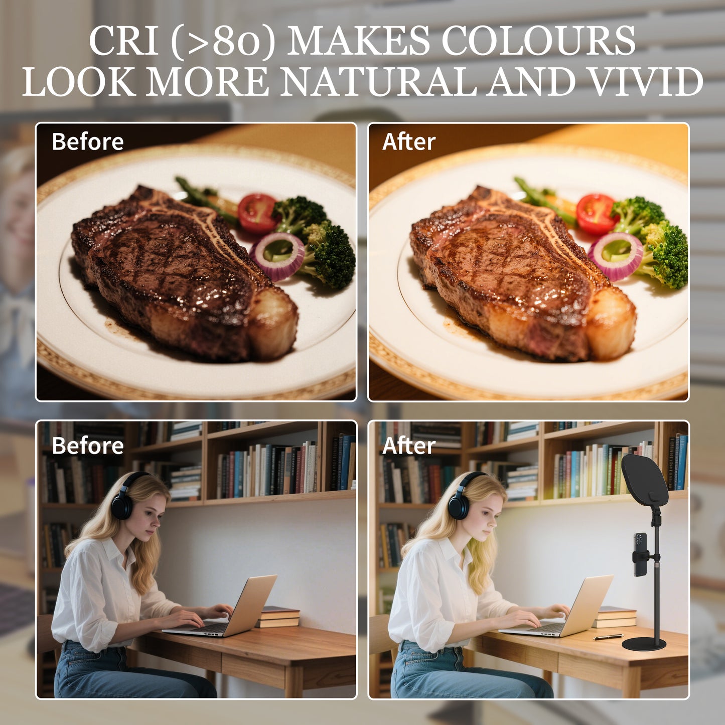 Bedside Table Lamp with 5 Colour Modes & 10 Brightness Levels, Black
