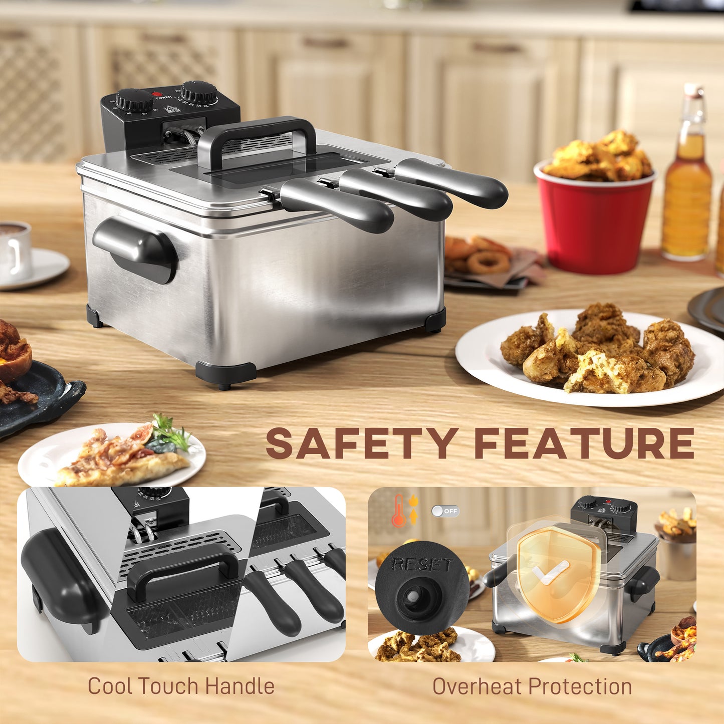 5L Deep Fryer with Removable Oil Basket and Viewing Window, 2000W