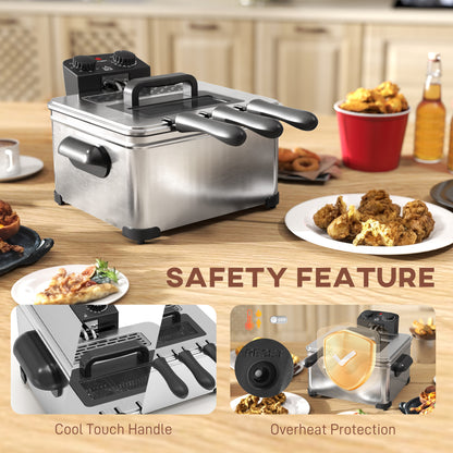 5L Deep Fryer with Removable Oil Basket and Viewing Window, 2000W