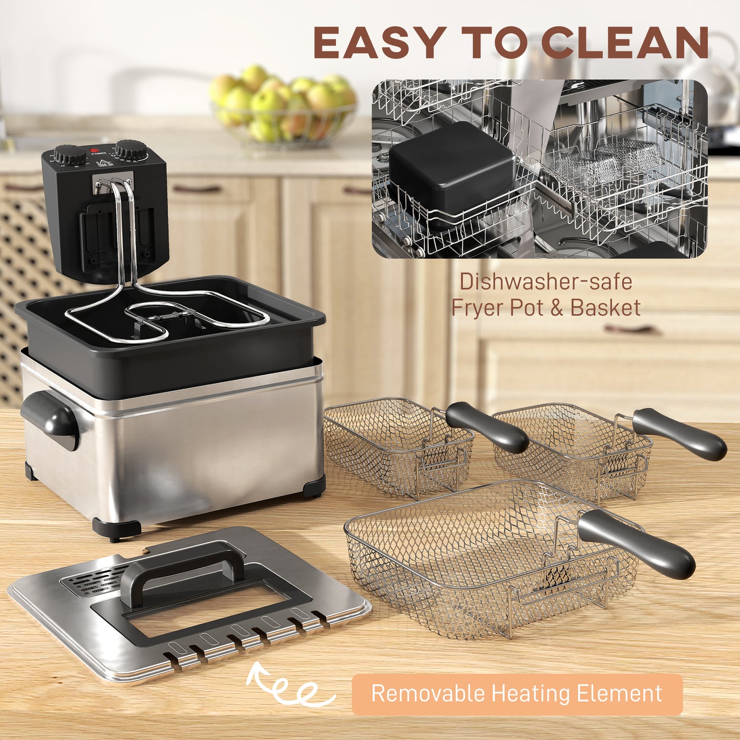 5L Deep Fryer with Removable Oil Basket and Viewing Window, 2000W