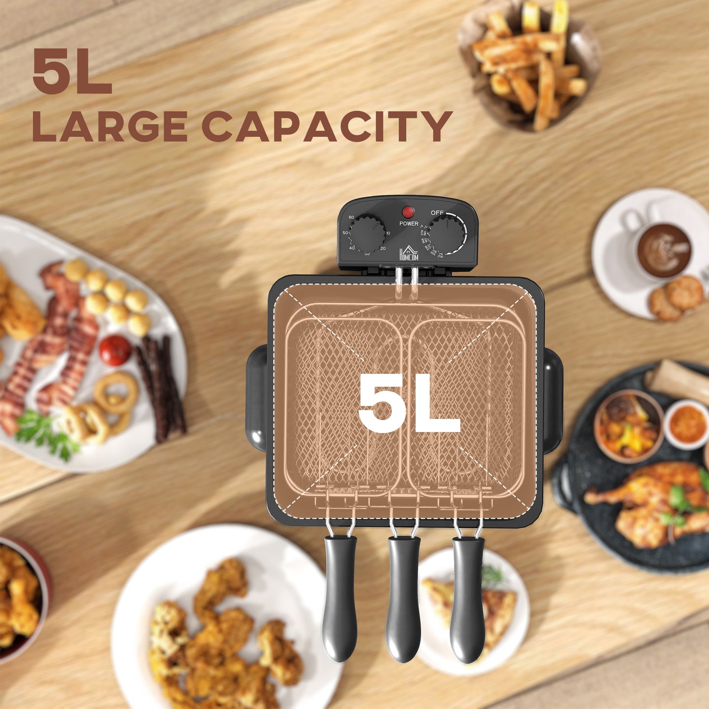 5L Deep Fryer with Removable Oil Basket and Viewing Window, 2000W