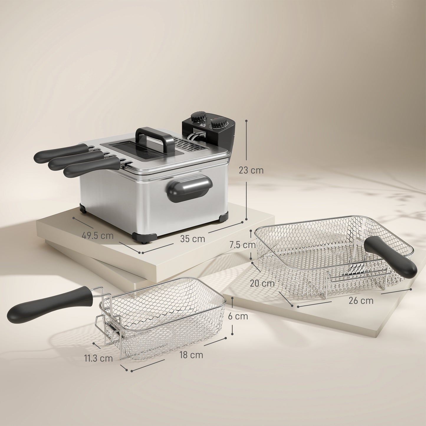 5L Deep Fryer with Removable Oil Basket and Viewing Window, 2000W