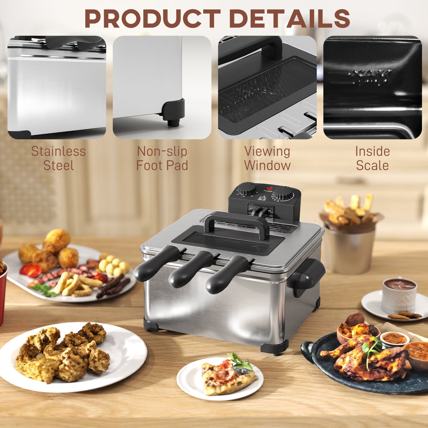 5L Deep Fryer with Removable Oil Basket and Viewing Window, 2000W