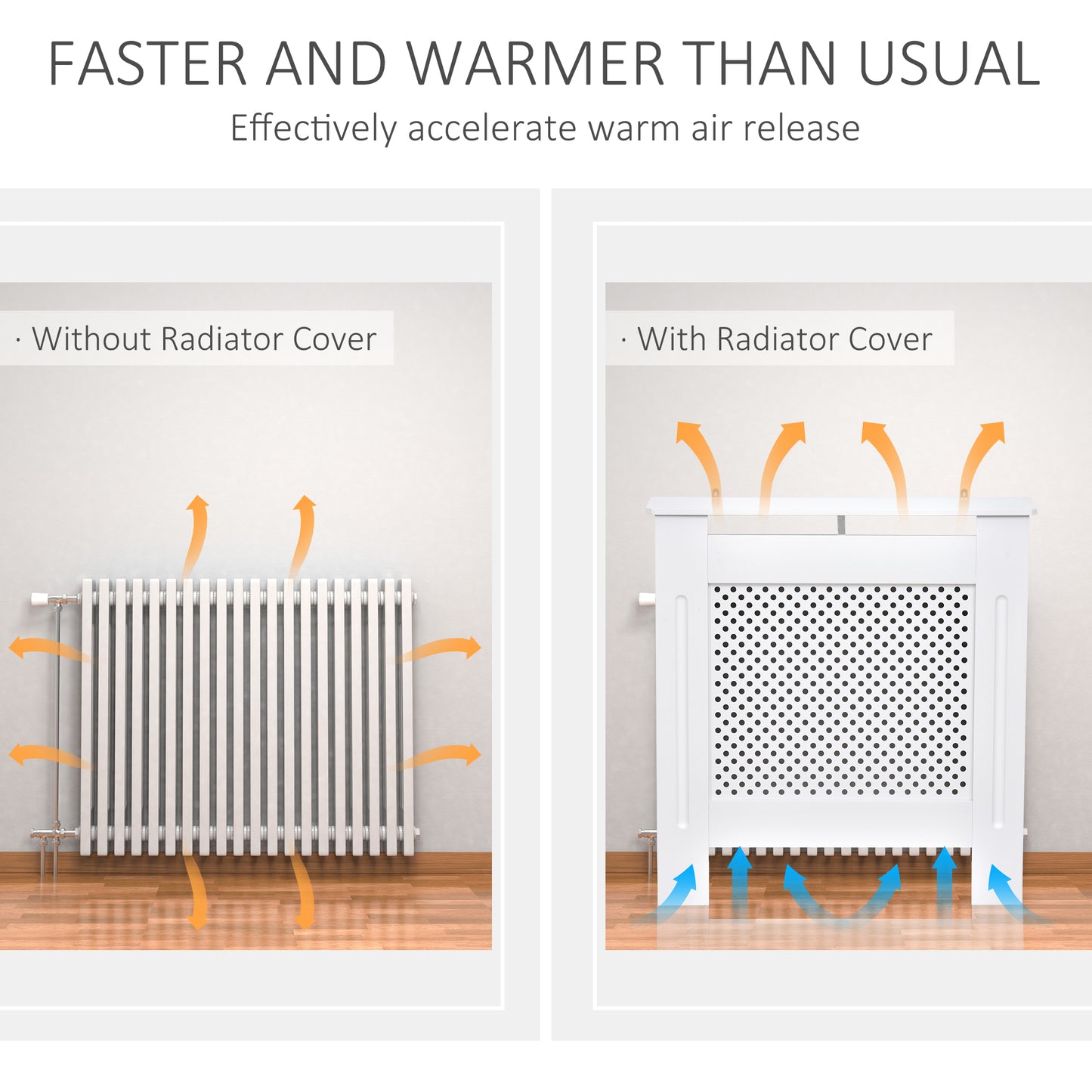 Radiator Cover Heating Cabinet Solid MDF Small Sized White Modern Home