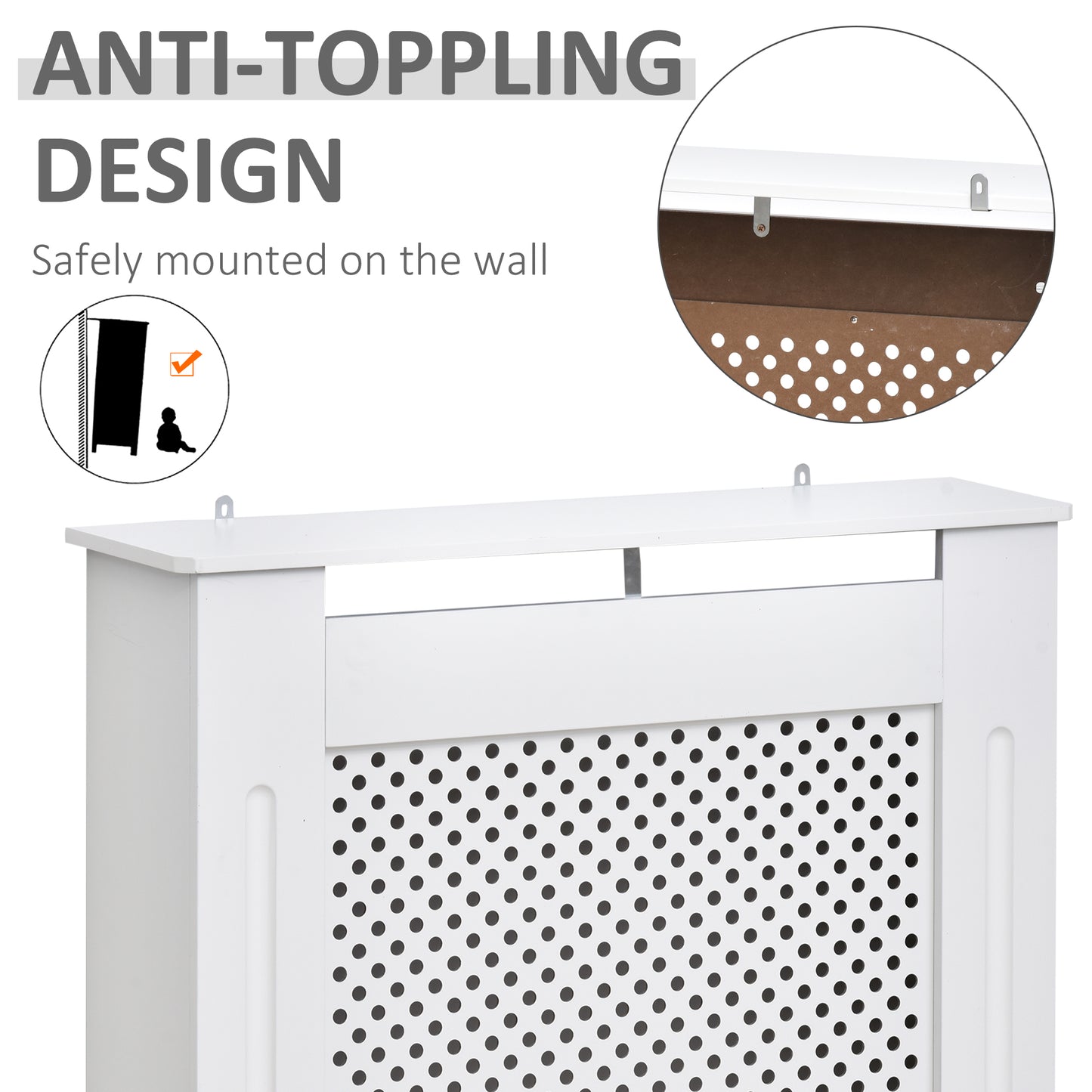 Radiator Cover Heating Cabinet Solid MDF Small Sized White Modern Home