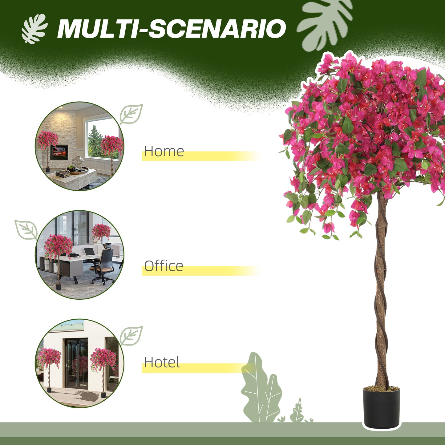 Set of 2 Decorative Artificial Plants Fake Plants Purple and Red