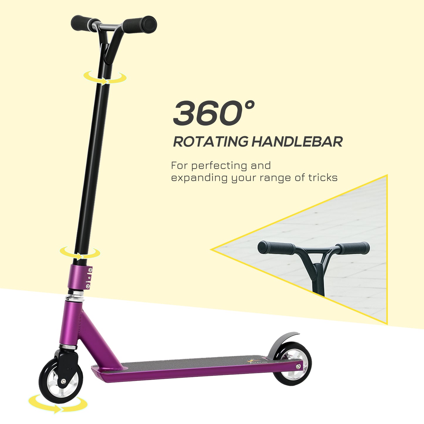 Stunt Scooter Entry Level Tricks Scooter for 14+ Beginners, Purple
