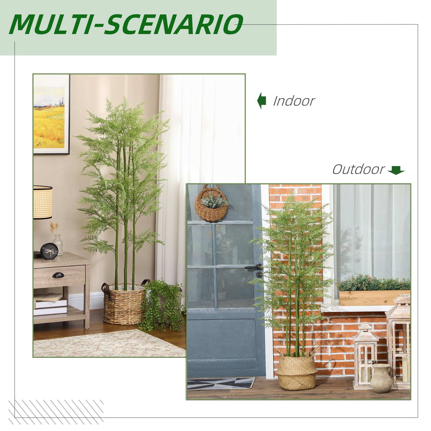 Decorative Artificial Plants Asparagus Fern Tree in Pot Fake Plants for Home Indoor Outdoor Decor, 155cm