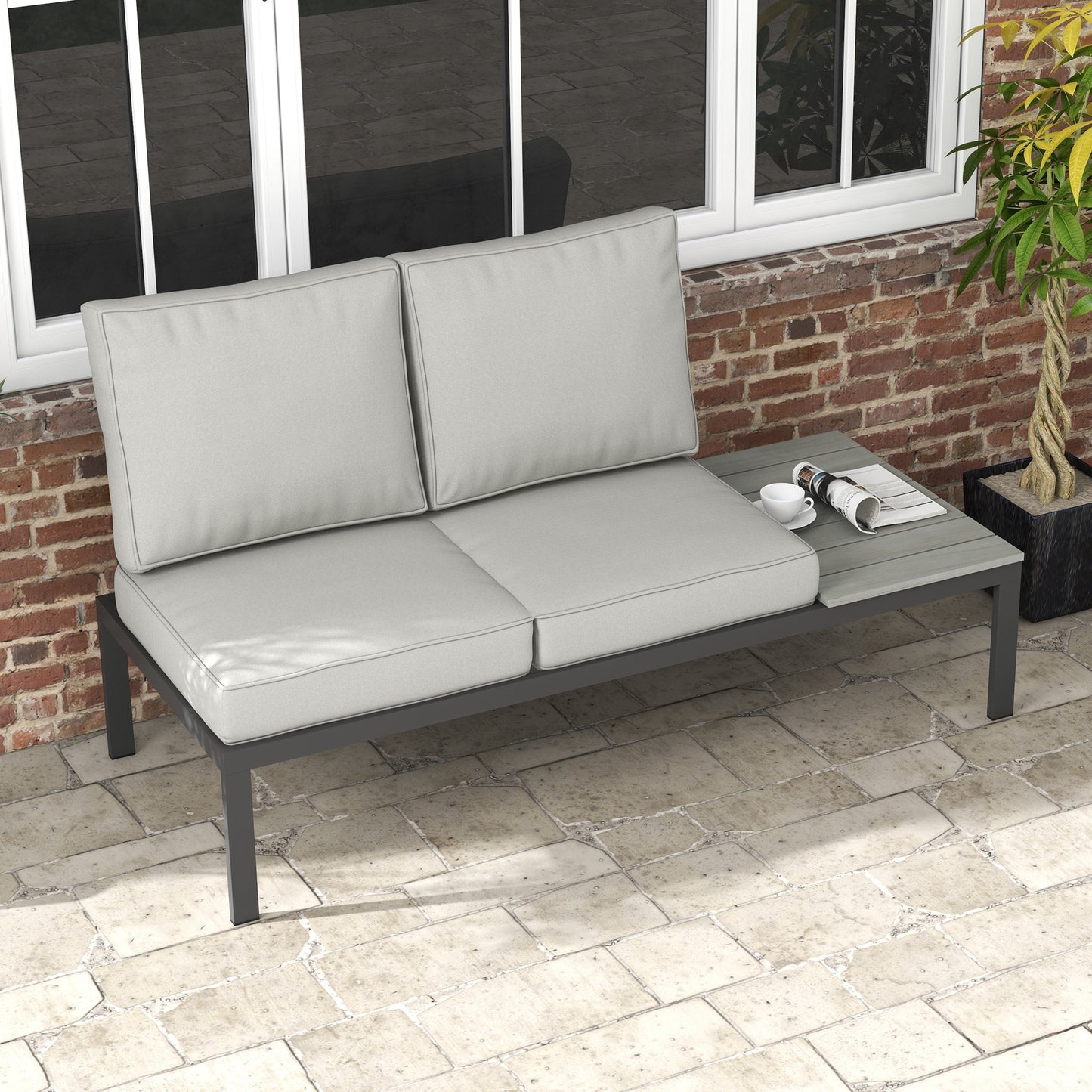 3-Piece Back and Seat Cushion Pillows Replacement, Patio Chair Cushions Set for Indoor Outdoor, Grey