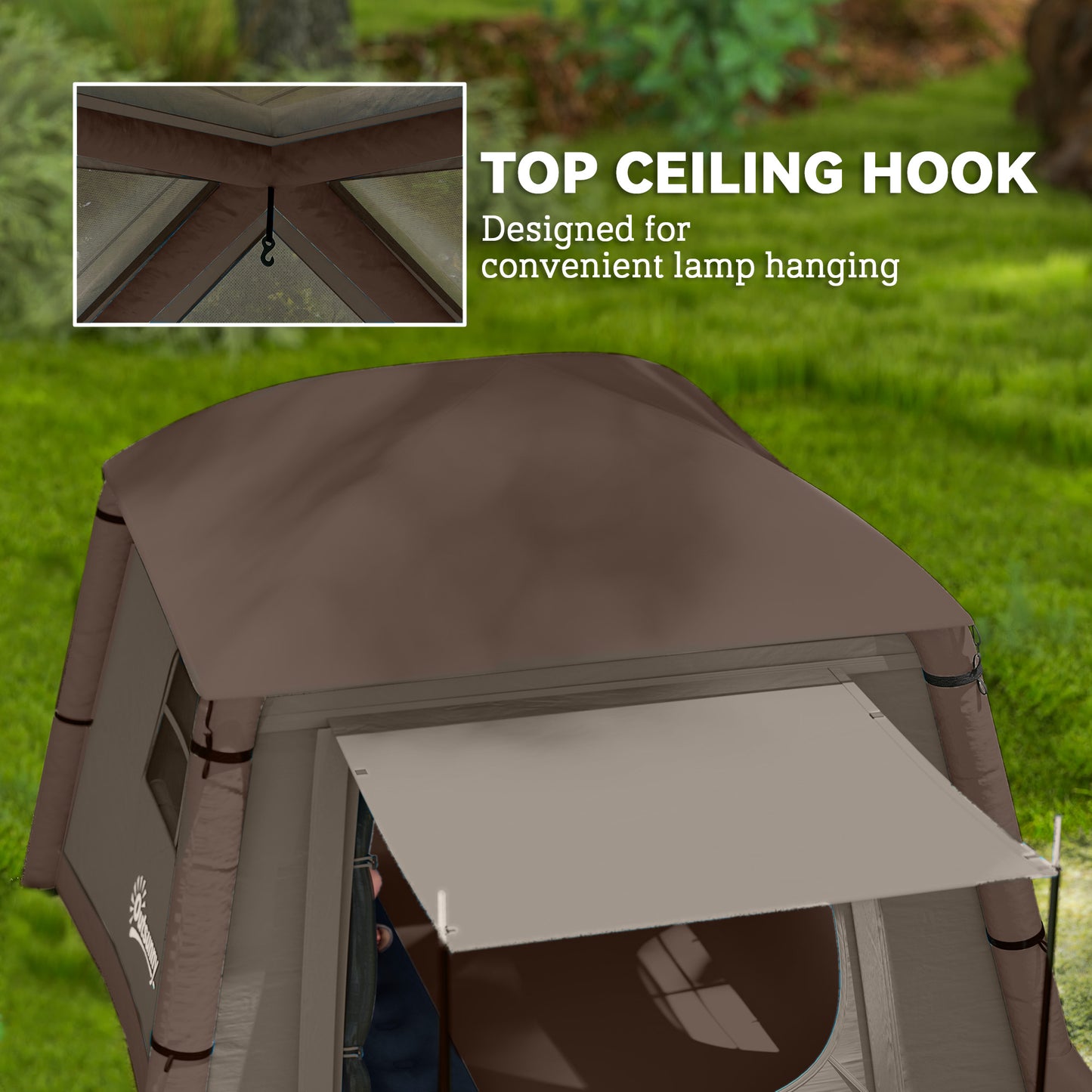 Inflatable Camping Tent, Easy Setup 2 Man Tent, Khaki