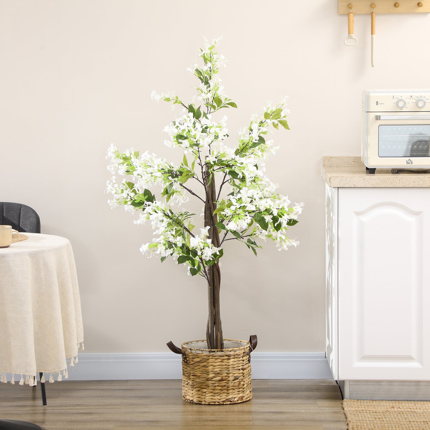Potted Artificial Plants Honeysuckle Flower for Indoor Outdoor, White