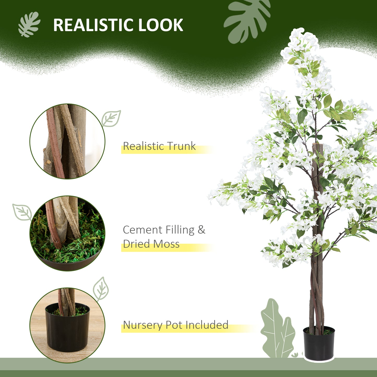 Potted Artificial Plants Honeysuckle Flower for Indoor Outdoor, White