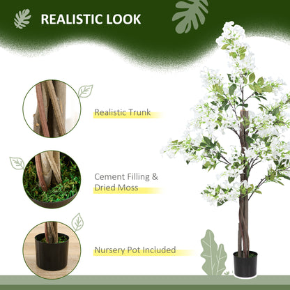 Potted Artificial Plants Honeysuckle Flower for Indoor Outdoor, White