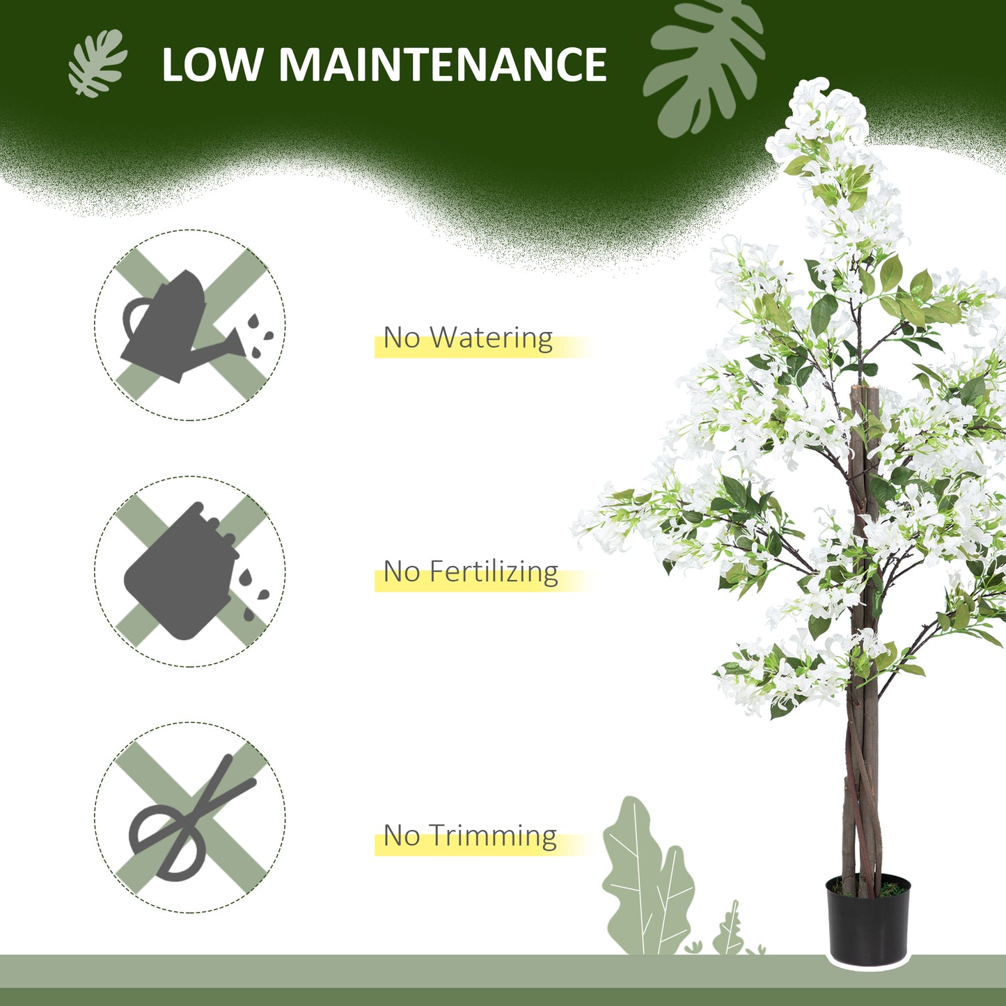 Potted Artificial Plants Honeysuckle Flower for Indoor Outdoor, White