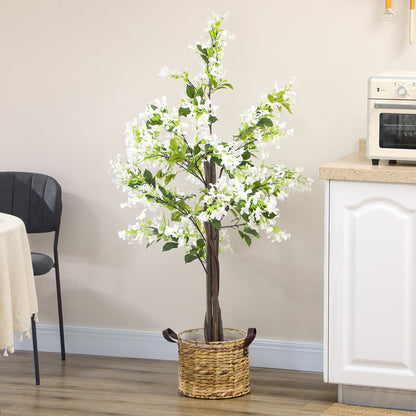 Potted Artificial Plants Honeysuckle Flower for Indoor Outdoor, White