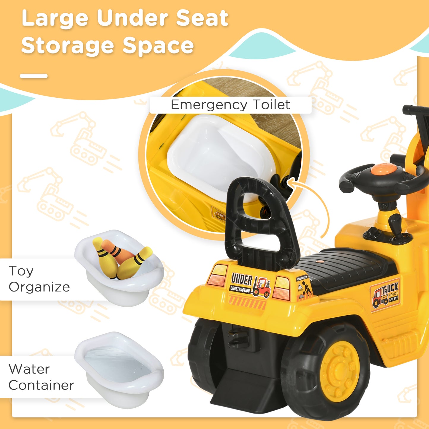 2 in 1 Kids Ride On Tractor with Bucke, for 1.5-4 Years Old, NO POWER