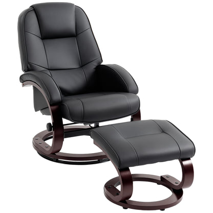 Recliner Chair with Footstool, Swivel Recliner Armchair, Black