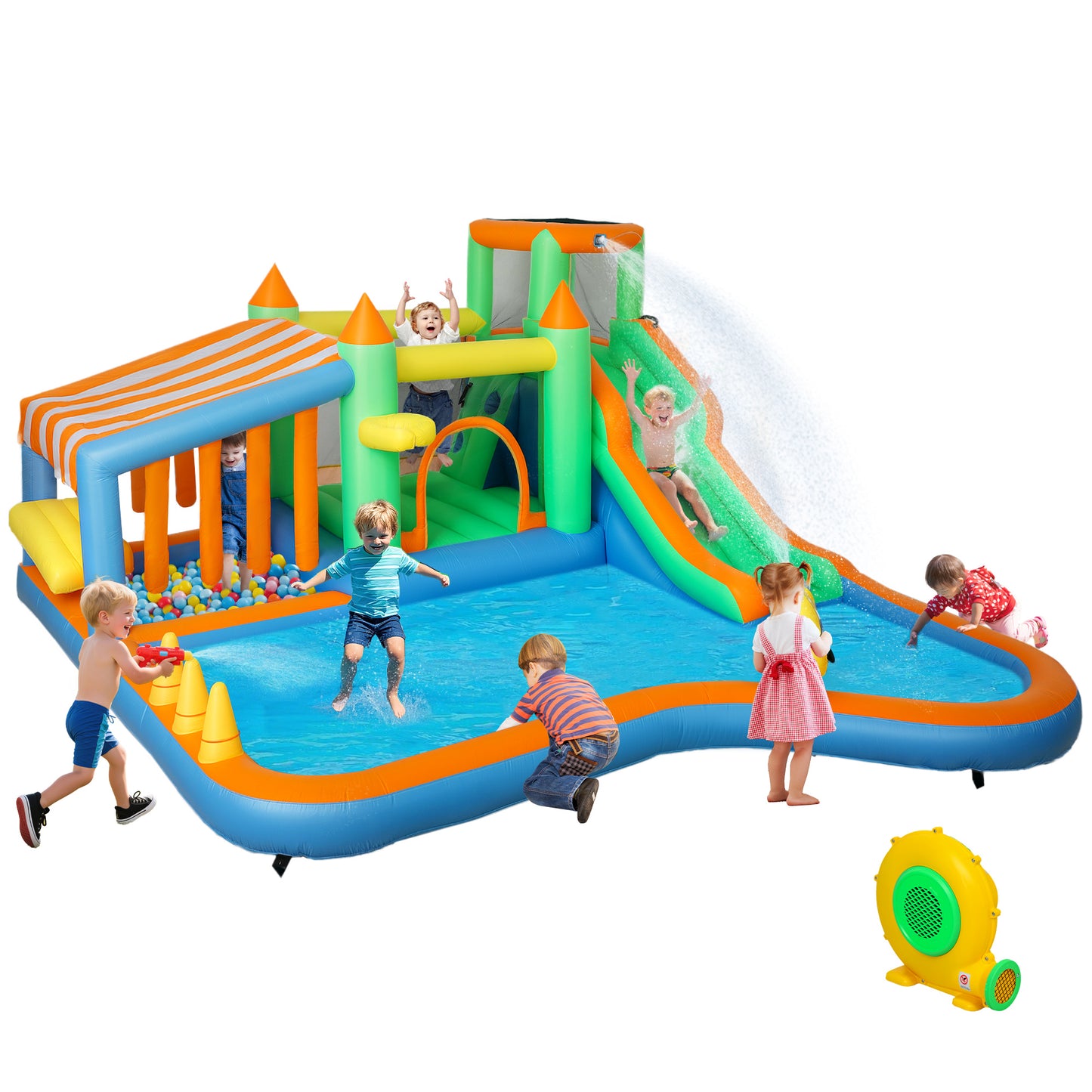 Inflatable Bouncy Castle with 550W Blower for Kids, 360x315x195 cm
