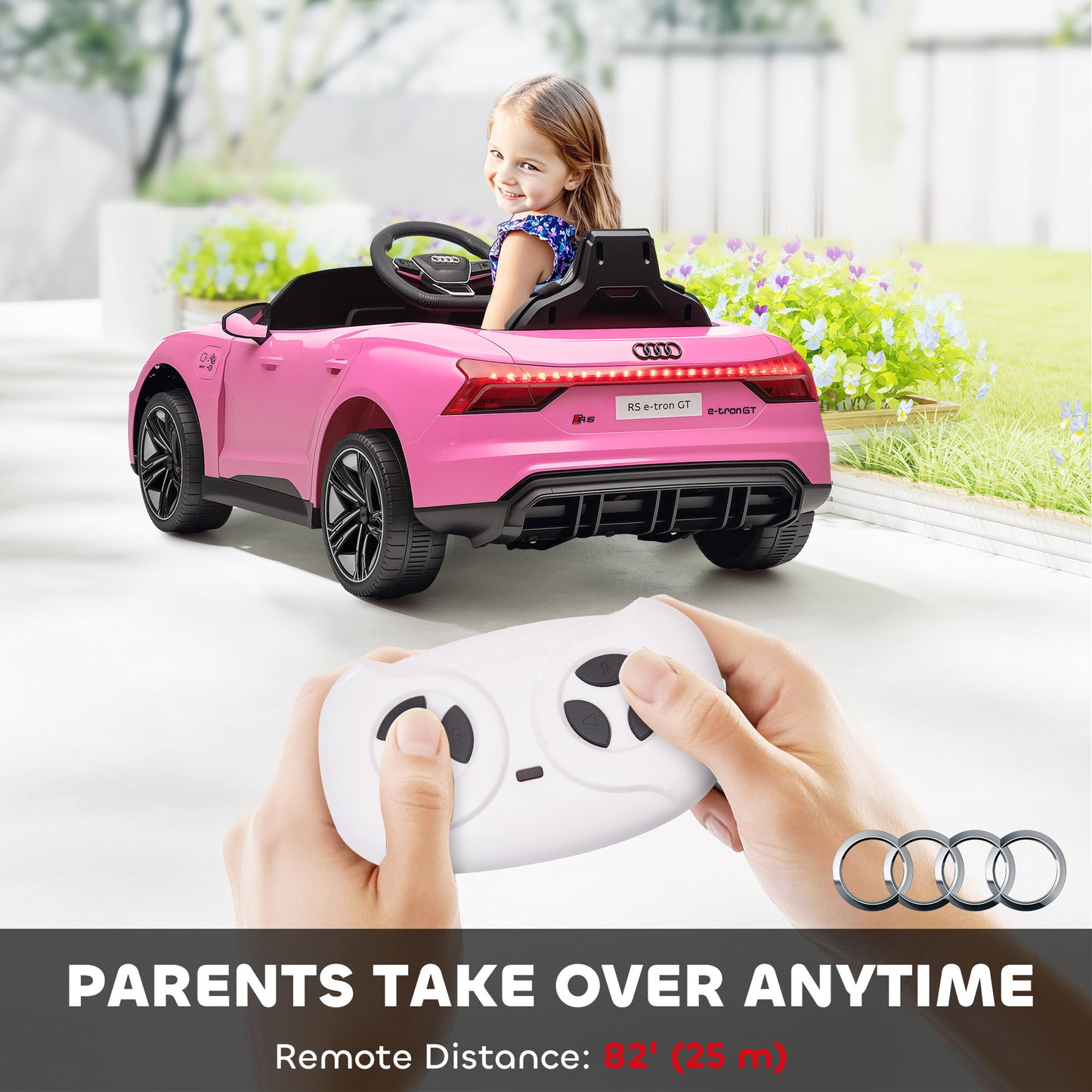 Audi RS e-tron GT Licensed 12V Kids Electric Ride on W/ Remote, Pink